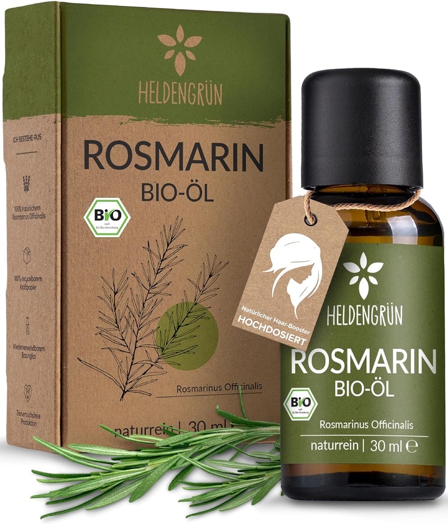 Heldengrün® BIO Rosmarinöl [HOCHDOSIERT] Stimuliert Haarwachstum - Haaröl bei Haarausfall - 100% naturreines Rosmarin Öl - Rosmarinöl Haare