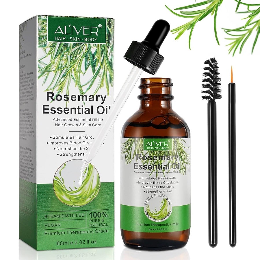 Rosmarinöl Haare Wachstum 60ml, 100% Reines Rosemary Oil for Hair, Wimpern, Augenbrauen, Gesicht, Hautpflege, Körpermassage, Wachstum fördern, Nährt die Kopfhaut, Verbessert die Blutzirkulation