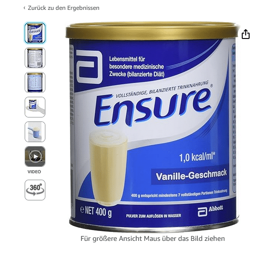 ENSURE Vanille 400g Pulver milch für alte menschen was ist gut?